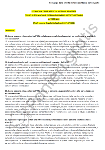 Paniere di Pedagogia delle attività motorie adattate - Aperte - Corso di formazione