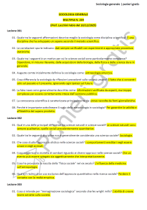 Paniere di Sociologia generale - Multiple - Lucchini - Scienze pedagogiche - eCampus